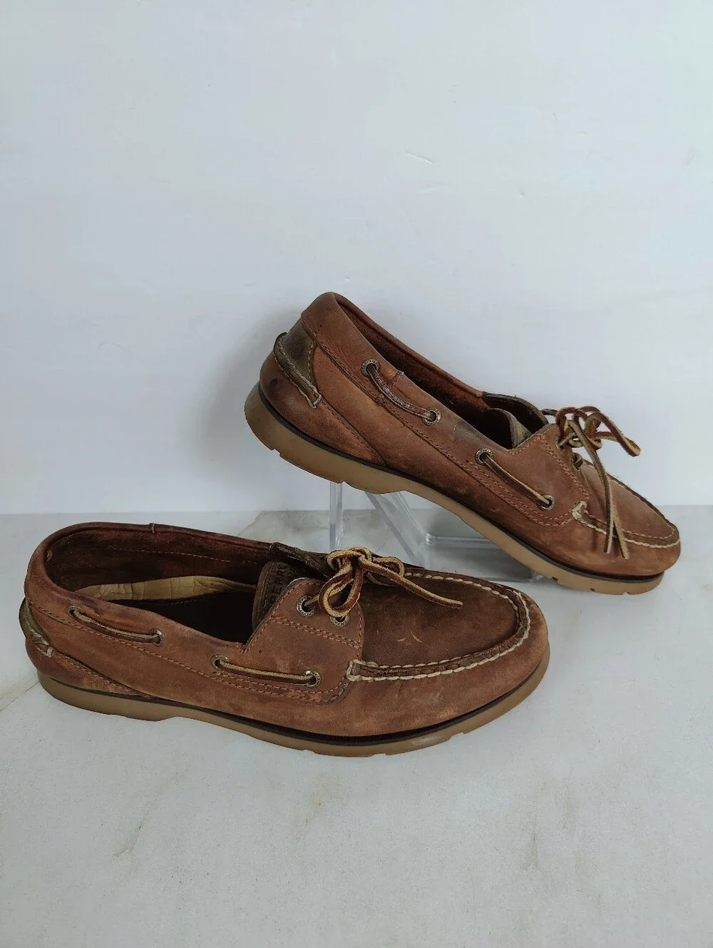 Sperry Men's Top-Sider Boat Shoes Brown Leather Classic Moc-Toe, Sz 9
